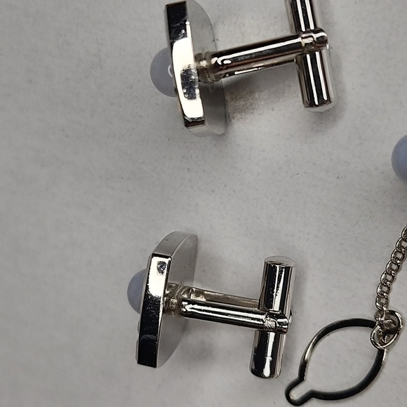 Jade white Quarts UNBRANDED CUFFLINKS SET JAPAN MADE - Picture 11 of 11